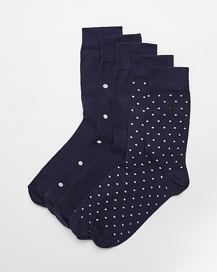 Navy Multipack polka dot socks