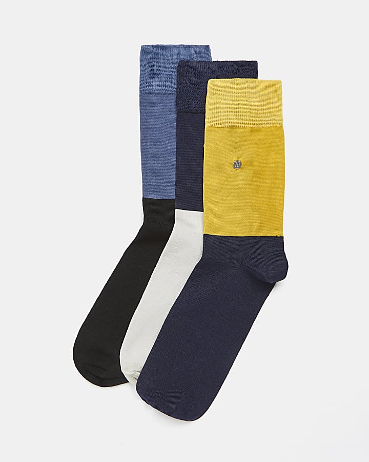 Navy multipack RI colour block socks