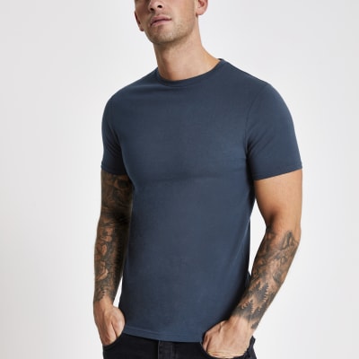 navy muscle fit shirt