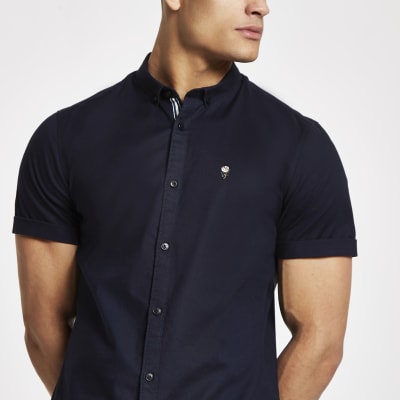 navy muscle fit shirt