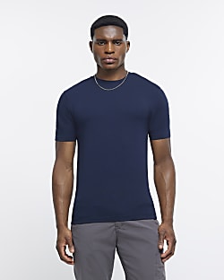 Navy muscle fit short sleeve t-shirt