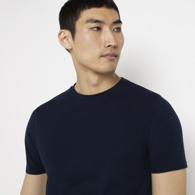 Navy muscle fit Tshirt River Island