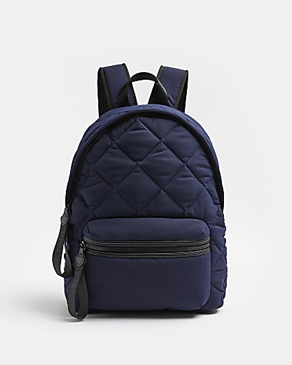 Navy Nylon Weave Puffer backpack