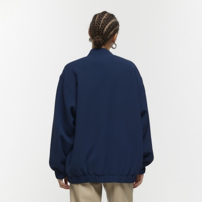 River island navy bomber jacket sales