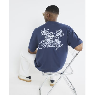 トップス Palm tree sweatshirt / navy Men's Puma x PTC Navy WM Phoenix Open Palm Print CLOUDSPUN