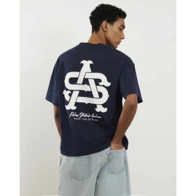 Navy Oversized Fit Applique T-Shirt