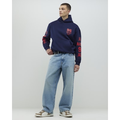 Navy Oversized Fit Naguya 96 Hoodie