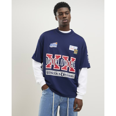 Navy Oversized Fit Sports T-Shirt