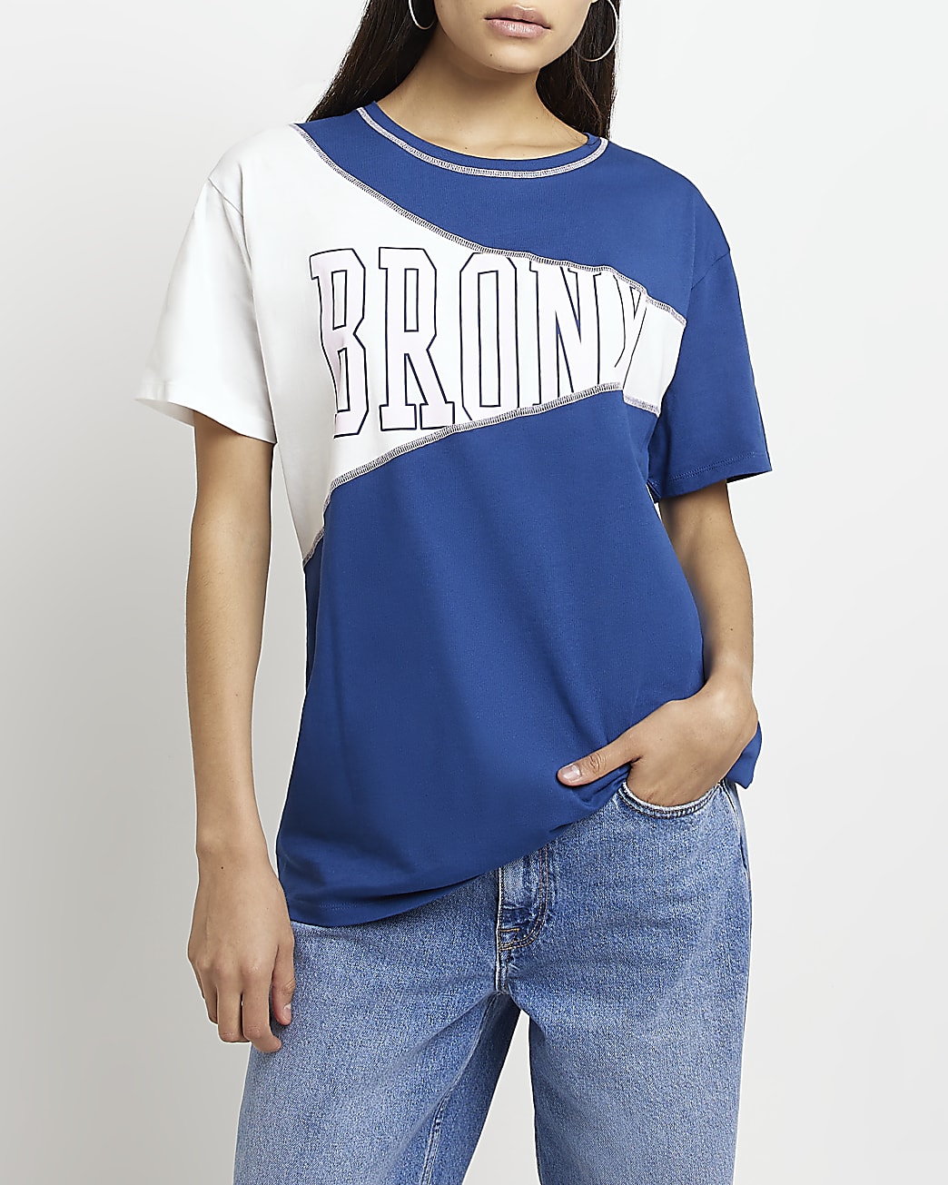 Navy oversized graphic t-shirt,River Island