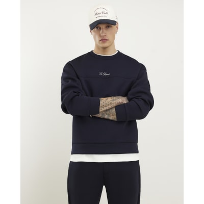 Navy Oversized Premium Embroidered Sweatshirt