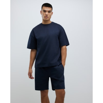 Navy Oversized T-Shirt And Shorts Set