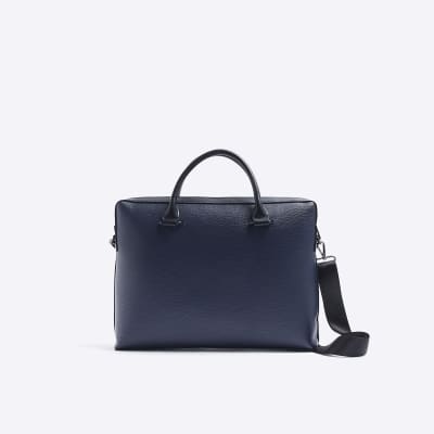 Navy pebbled laptop bag