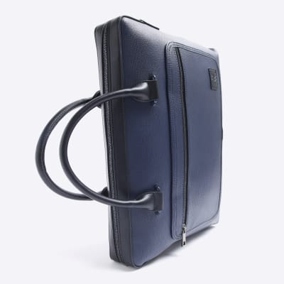 Navy pebbled laptop bag