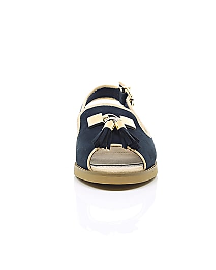 360 degree animation of product Navy peep toe slingback loafers frame-4