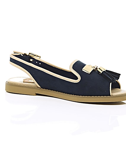 360 degree animation of product Navy peep toe slingback loafers frame-8