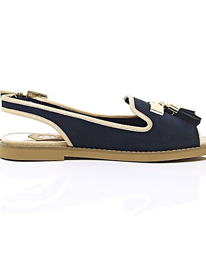 360 degree animation of product Navy peep toe slingback loafers frame-10