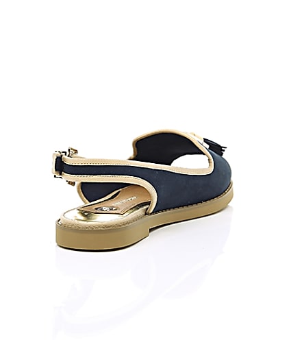 360 degree animation of product Navy peep toe slingback loafers frame-14