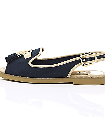 360 degree animation of product Navy peep toe slingback loafers frame-21