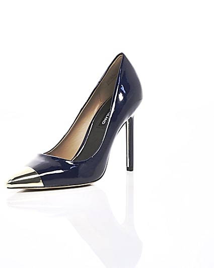 360 degree animation of product Navy pointed toe court shoes frame-1