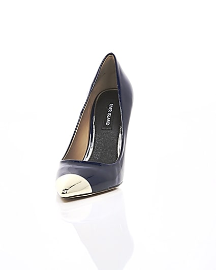 360 degree animation of product Navy pointed toe court shoes frame-3