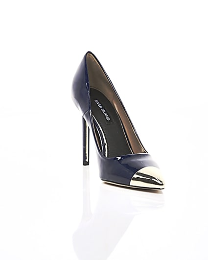 360 degree animation of product Navy pointed toe court shoes frame-6