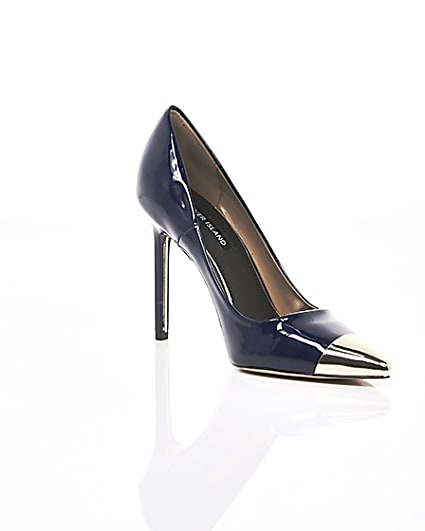 360 degree animation of product Navy pointed toe court shoes frame-7