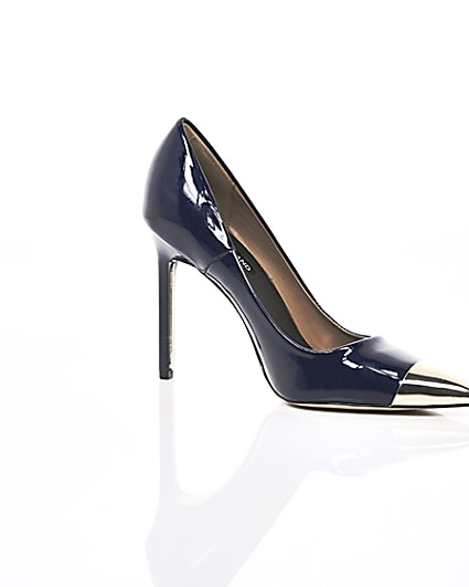 360 degree animation of product Navy pointed toe court shoes frame-8