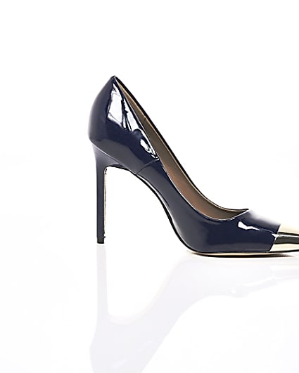 360 degree animation of product Navy pointed toe court shoes frame-9