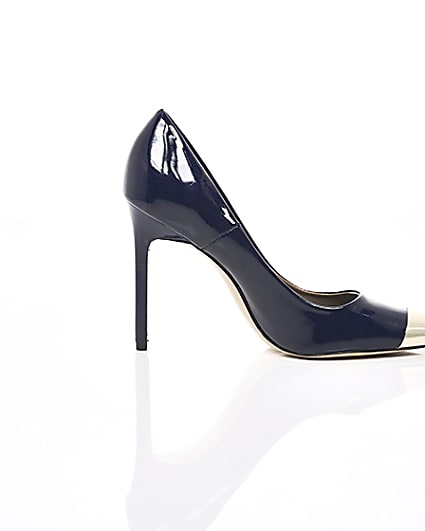 360 degree animation of product Navy pointed toe court shoes frame-10