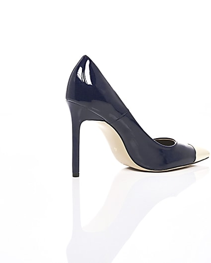 360 degree animation of product Navy pointed toe court shoes frame-12