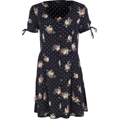 polka dot and floral dress