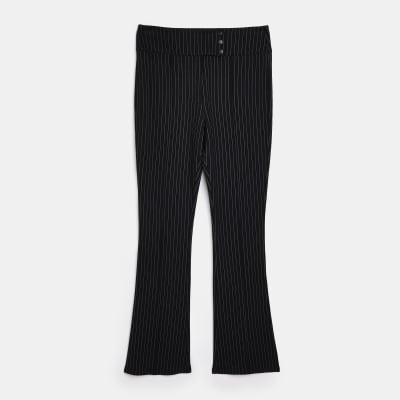 Navy ponte striped straight trousers | River Island