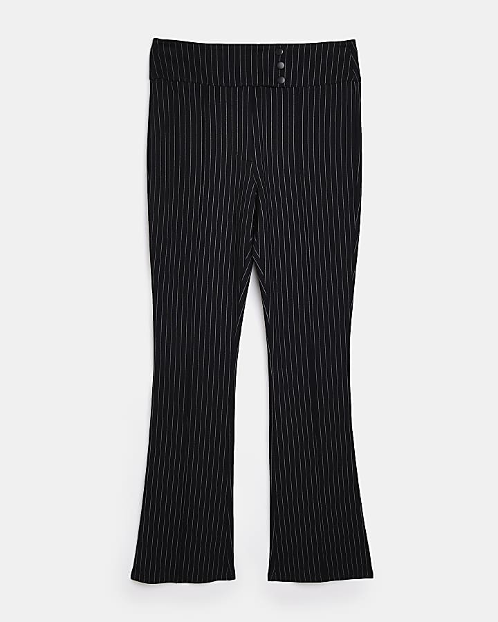 Navy ponte striped straight trousers