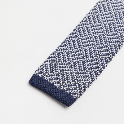 Navy print Knitted Tie