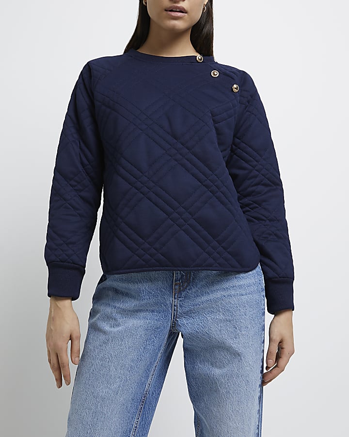 Navy quilted sweatshirt