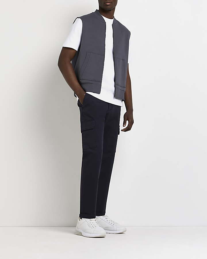 Navy regular fit cargo trousers