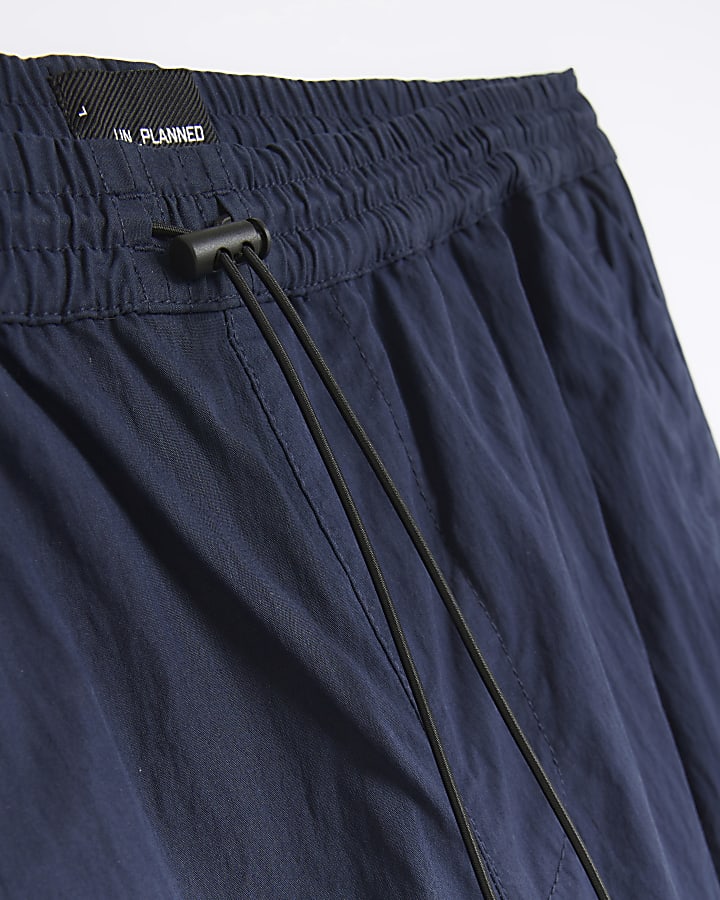 Navy regular fit cuffed cargo trousers