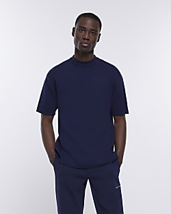 Navy regular fit knitted t-shirt