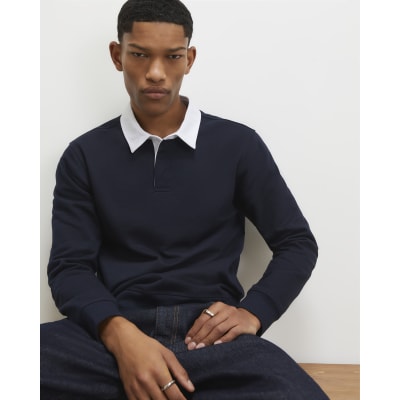 Navy Regular Fit Long Sleeve Polo Shirt