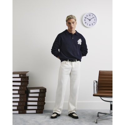 Navy Regular Fit Monogram Cosy Knit Jumper