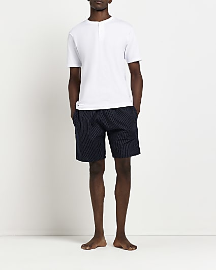Navy Regular fit Pinstripe Shorts and t-shirt