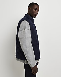 Navy regular fit quilted puffer gilet