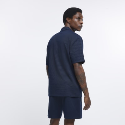 Navy regular fit revere shirt