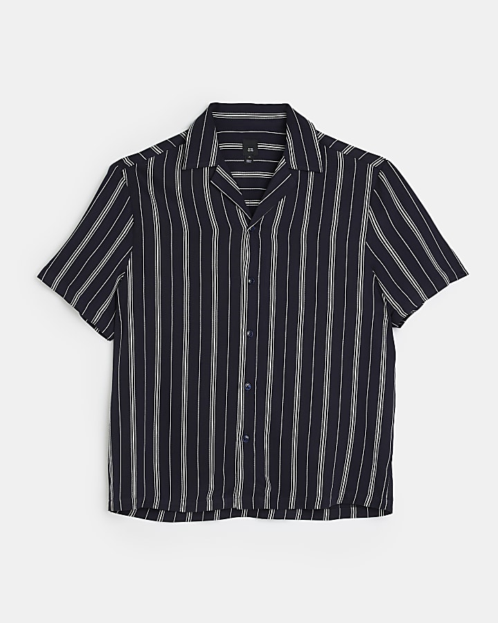 Navy ​Regular fit Stripe Revere Shirt