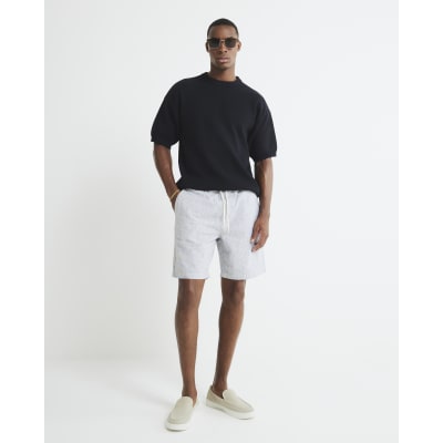 Navy Regular Fit Stripe Shorts