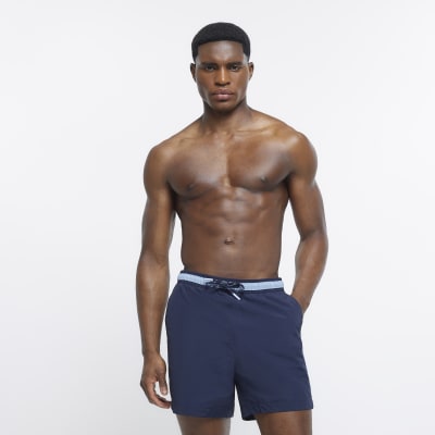 Navy regular fit swim shorts