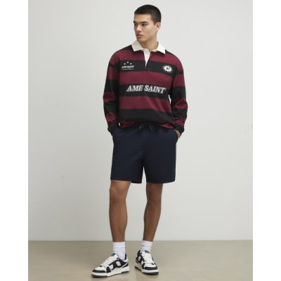 Navy Regular Fit Taped Shorts