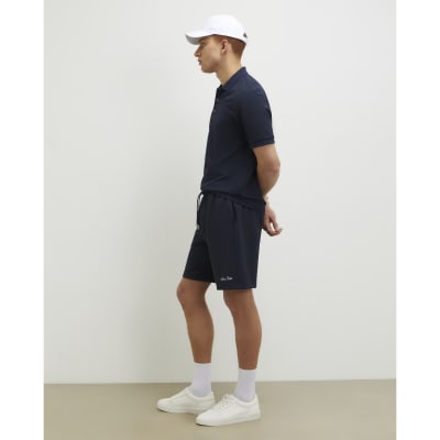Navy Regular Fit Textured Shorts