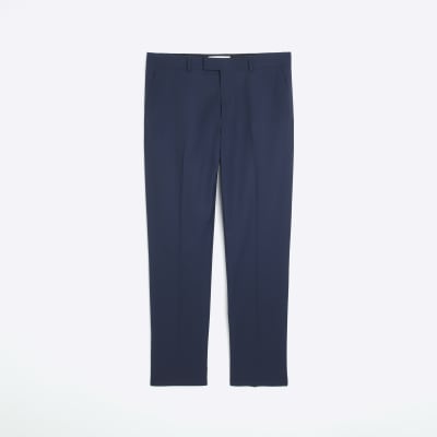 Navy regular fit twill suit trousers