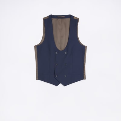 Navy regular fit twill waistcoat